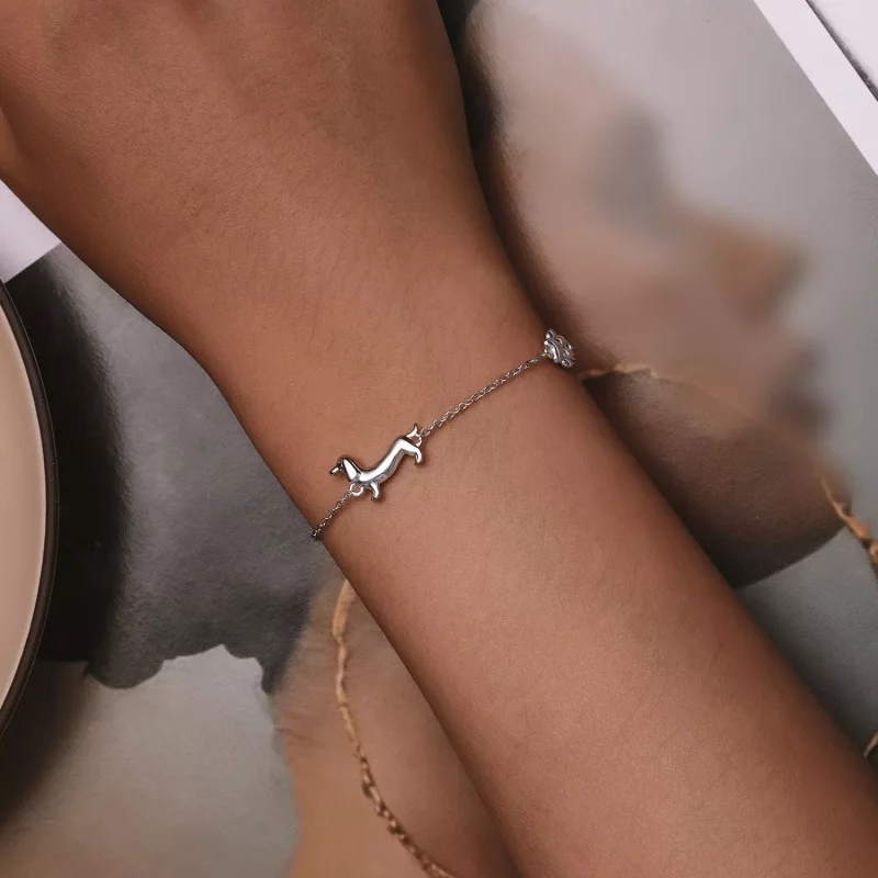 (imagen para) Pulsera de Cadena Estilo Pandora con Dachshund - SCB262 - Ver 4