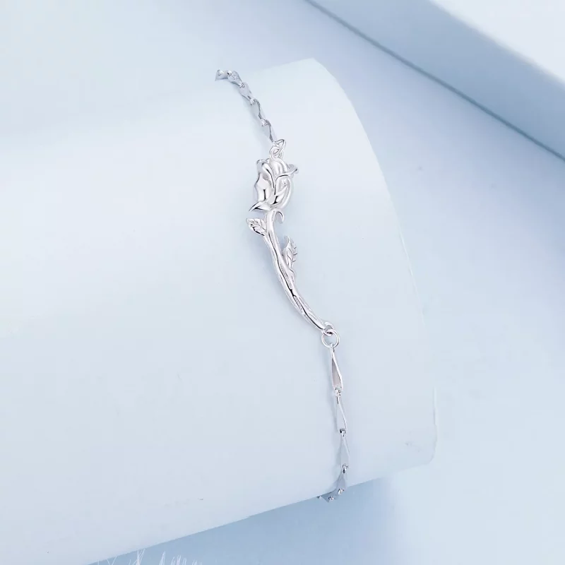 (imagen para) Pulsera de cadena estilo Pandora con dije en forma de rosa - BSB146 - Ver 2
