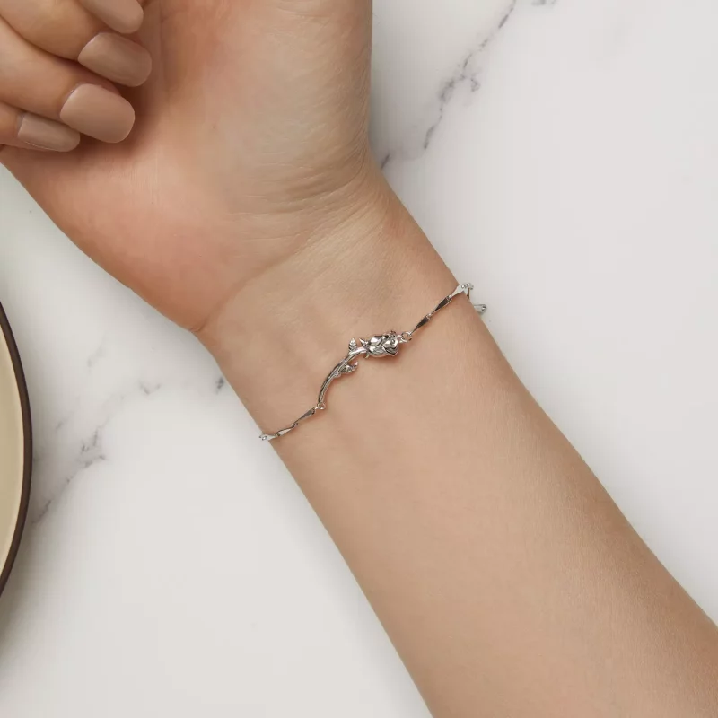 (imagen para) Pulsera de cadena estilo Pandora con dije en forma de rosa - BSB146 - Ver 6