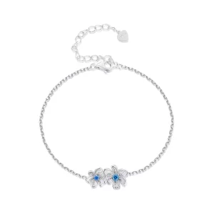 (imagen para) Pulsera de cadena estilo Pandora con flores azules - BSB138