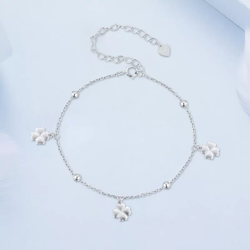 (imagen para) Pulsera de cadena estilo Pandora con trébol de cuatro hojas - BSB139 - Ver 2