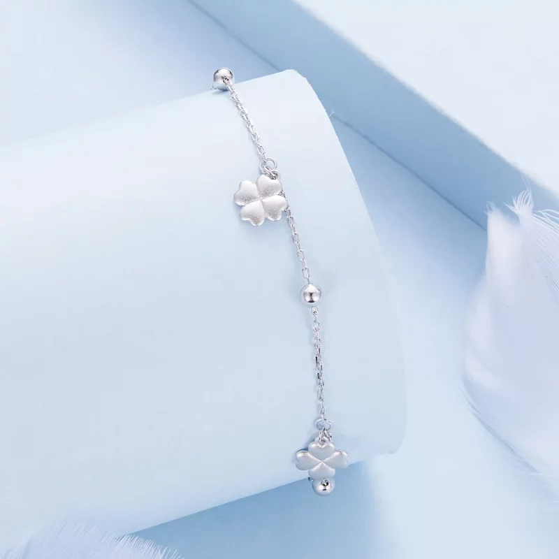 (imagen para) Pulsera de cadena estilo Pandora con trébol de cuatro hojas - BSB139 - Ver 3