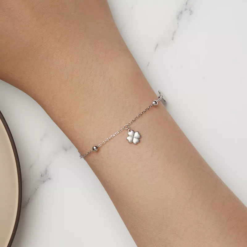 (imagen para) Pulsera de cadena estilo Pandora con trébol de cuatro hojas - BSB139 - Ver 6