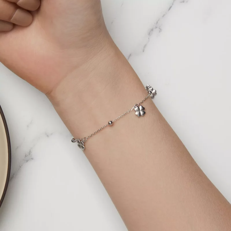 (imagen para) Pulsera de cadena estilo Pandora con trébol de cuatro hojas - BSB139 - Ver 7
