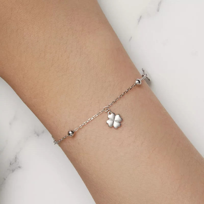 (imagen para) Pulsera de cadena estilo Pandora con trébol de cuatro hojas - BSB139 - Ver 8