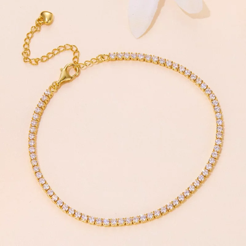 (imagen para) Pulsera de Cadena Exquisita de Circonita Dorada al Estilo Pandora - BSB097-B - Ver 2