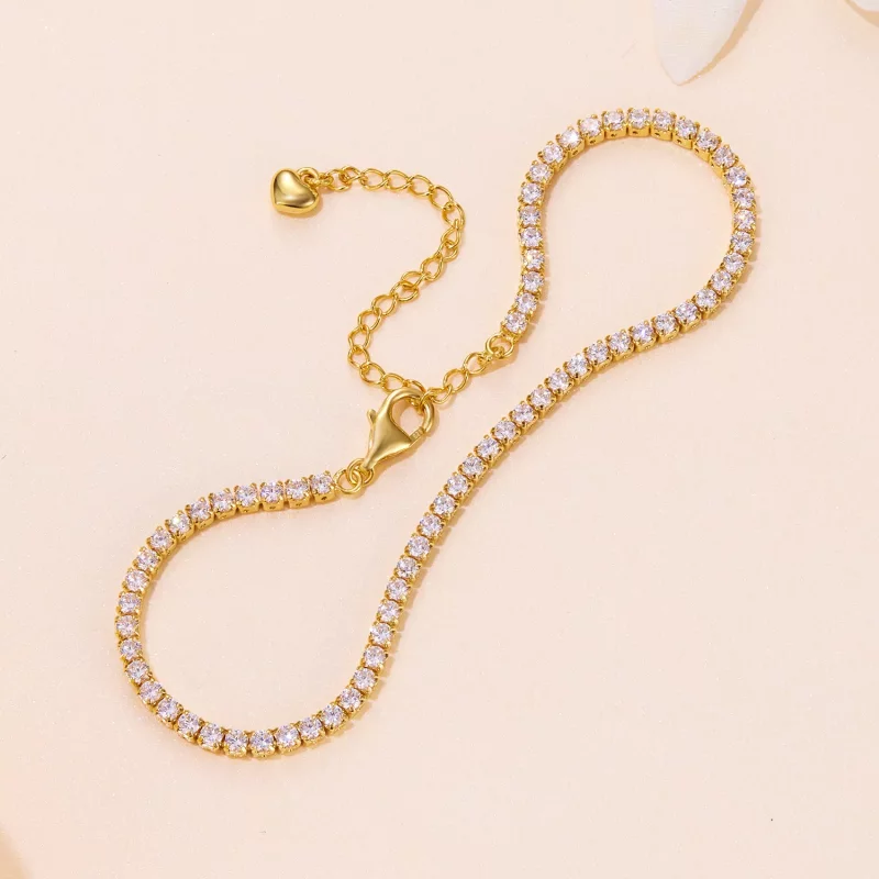 (imagen para) Pulsera de Cadena Exquisita de Circonita Dorada al Estilo Pandora - BSB097-B - Ver 3