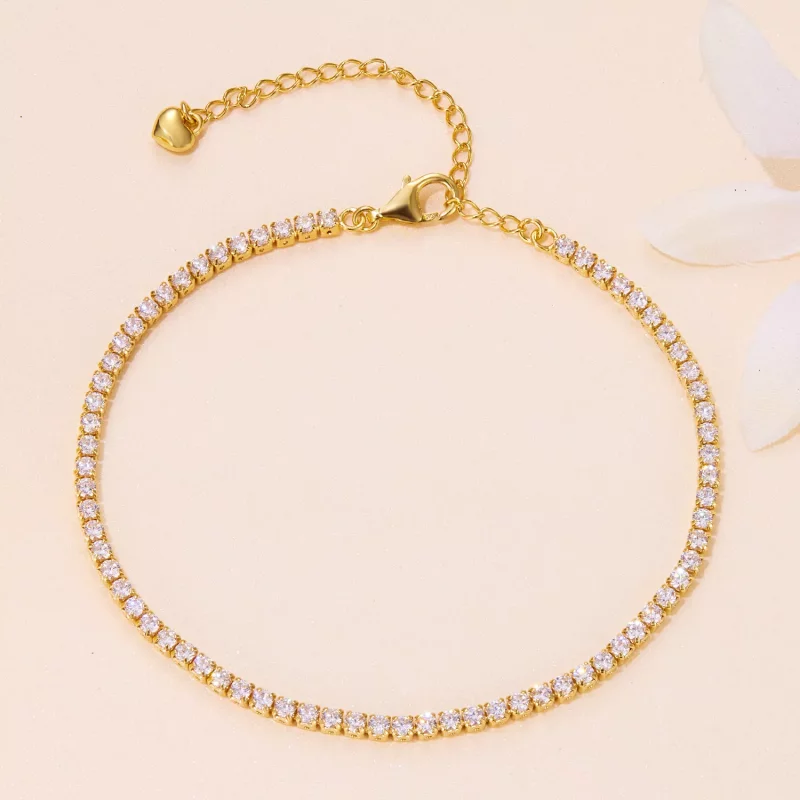 (imagen para) Pulsera de Cadena Exquisita de Circonita Dorada al Estilo Pandora - BSB097-B - Ver 4