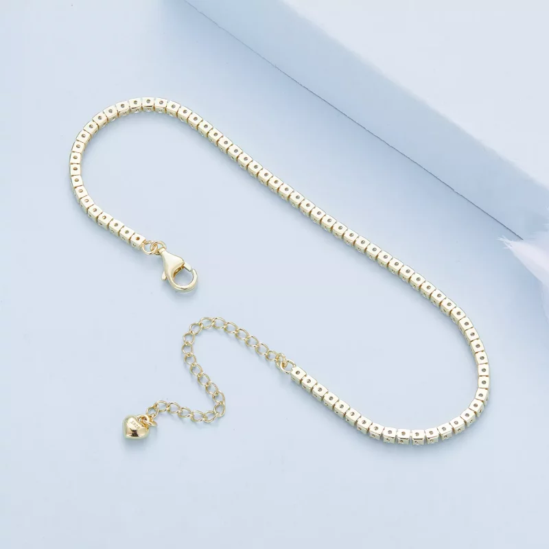 (imagen para) Pulsera de Cadena Exquisita de Circonita Dorada al Estilo Pandora - BSB097-B - Ver 7