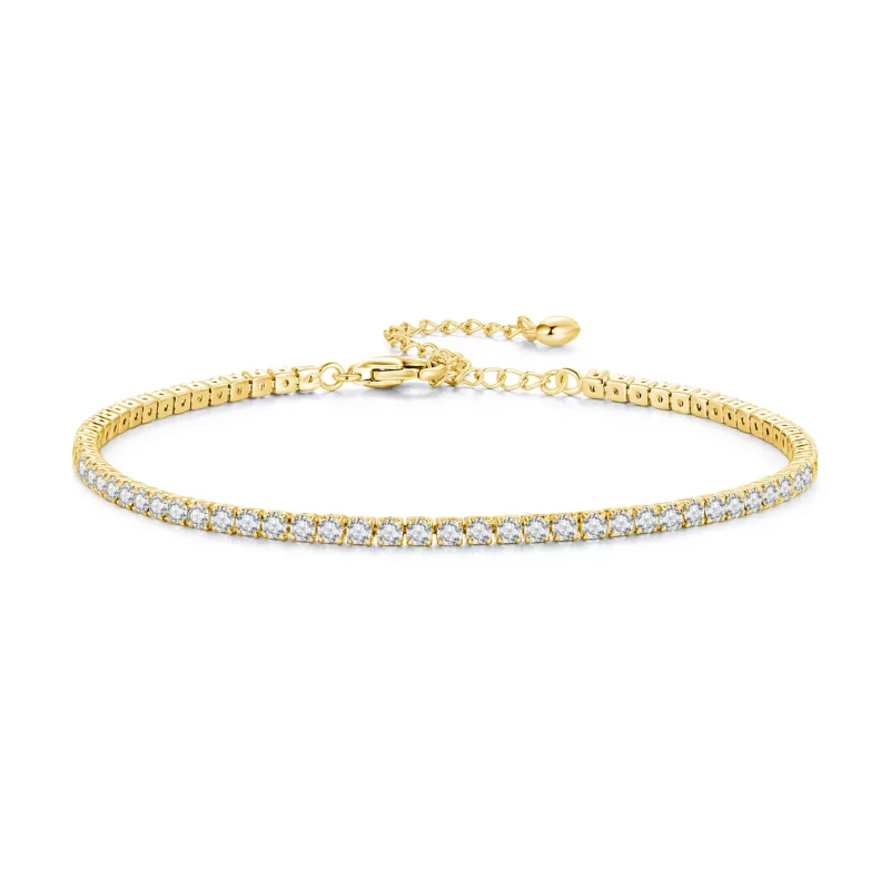(imagen para) Pulsera de Cadena Exquisita de Circonita Dorada al Estilo Pandora - BSB097-B - Ver 9