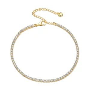 Pulsera de Cadena Exquisita de Circonita Dorada al Estilo Pandora - BSB097-B (imagen para) Pulsera de Cadena Exquisita de Circonita Dorada al Estilo Pandora - BSB097-B