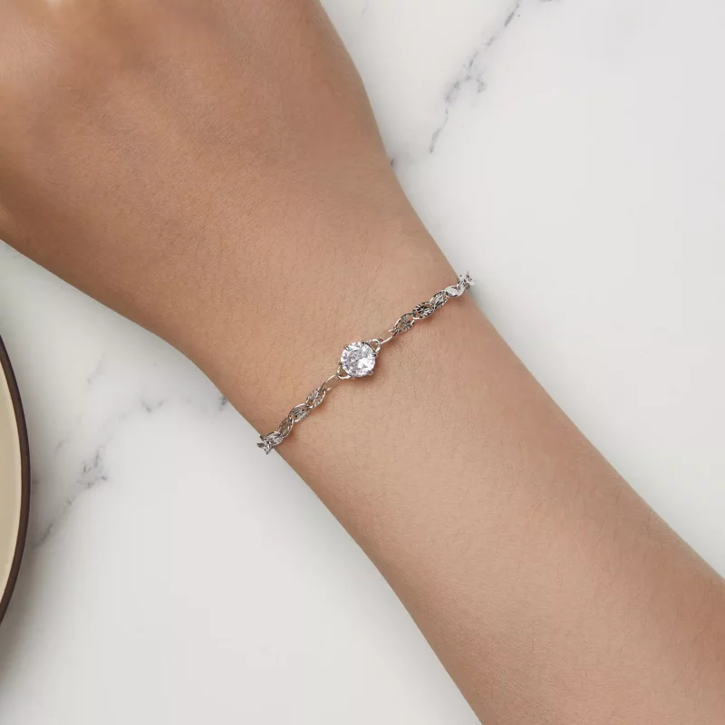 (imagen para) Pulsera de cadena fina con Zirconia estilo Pandora - BSB142 - Ver 5