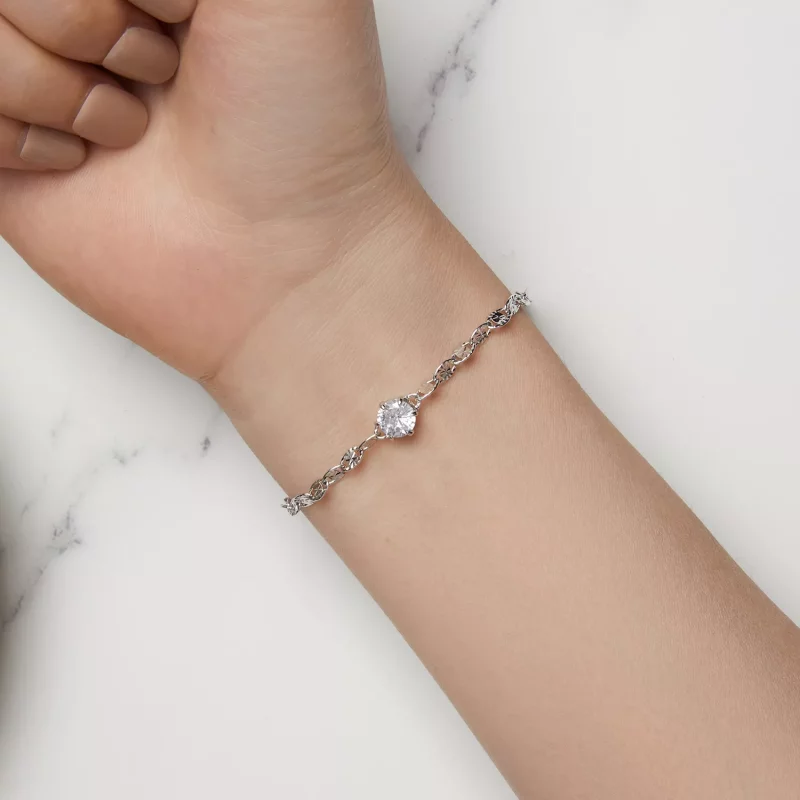 (imagen para) Pulsera de cadena fina con Zirconia estilo Pandora - BSB142 - Ver 6