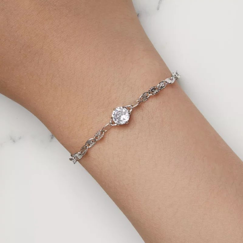 (imagen para) Pulsera de cadena fina con Zirconia estilo Pandora - BSB142 - Ver 7