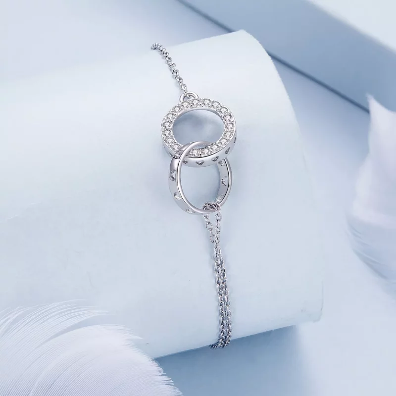 (imagen para) Pulsera de doble cadena de estilo Pandora - BSB151 - Ver 2