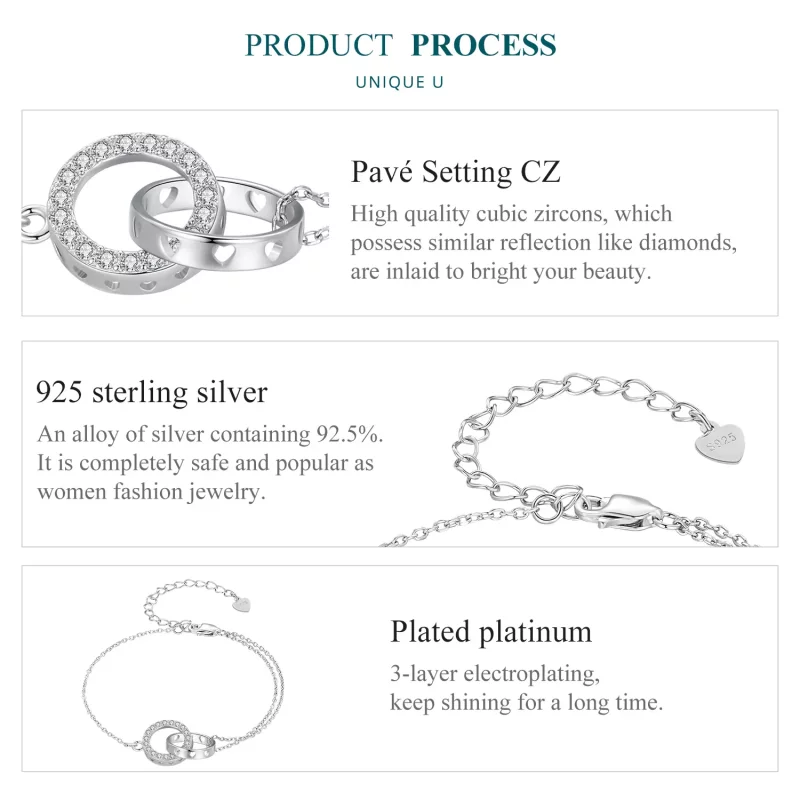 (imagen para) Pulsera de doble cadena de estilo Pandora - BSB151 - Ver 5