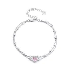 (imagen para) Pulsera de doble capa con forma de corazón al estilo de Pandora - BSB152