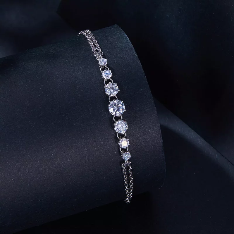 (imagen para) Pulsera de estilo Pandora con Moissanita (Un Certificado) - MSB008 - Ver 2