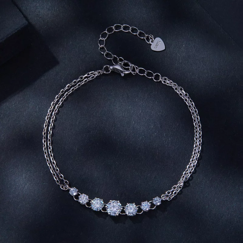 (imagen para) Pulsera de estilo Pandora con Moissanita (Un Certificado) - MSB008 - Ver 3
