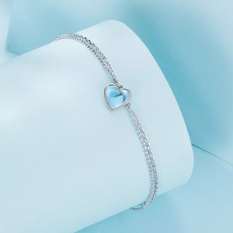 (imagen para) Pulsera de tobillo de doble capa con forma de corazón estilo Pandora - SCT024 - Ver 2