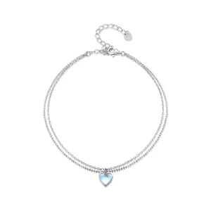 (imagen para) Pulsera de tobillo de doble capa con forma de corazón estilo Pandora - SCT024