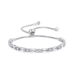 (imagen para) Pulsera deslizante de estilo Pandora con circonitas brillantes - YIB062