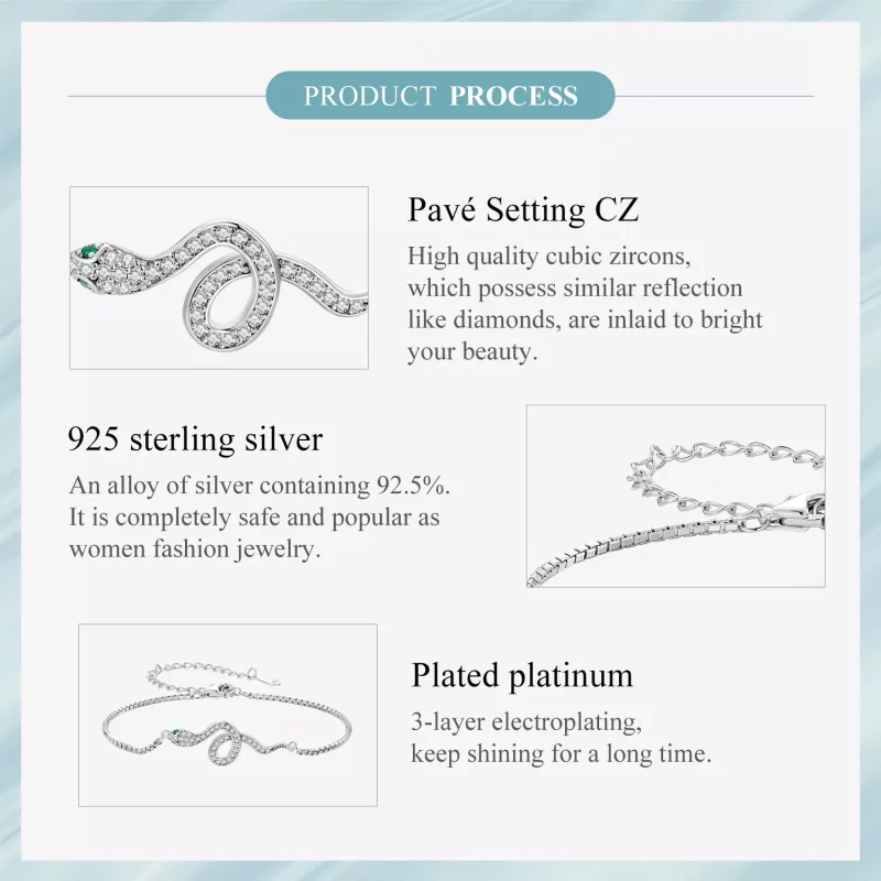 (imagen para) Pulsera estilo Pandora con cadena de serpiente - SCB261 - Ver 6