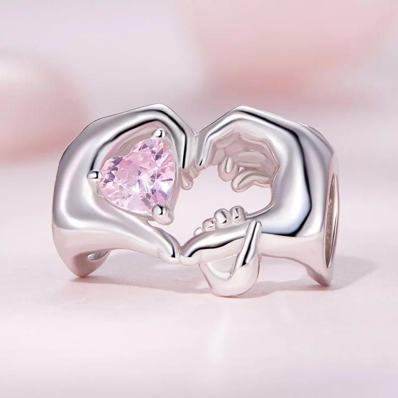 (imagen para) Pulsera estilo Pandora con charm de corazón y gesto - BSC829 - Ver 2