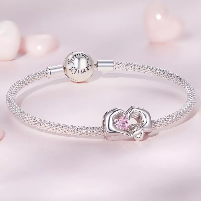 (imagen para) Pulsera estilo Pandora con charm de corazón y gesto - BSC829 - Ver 5