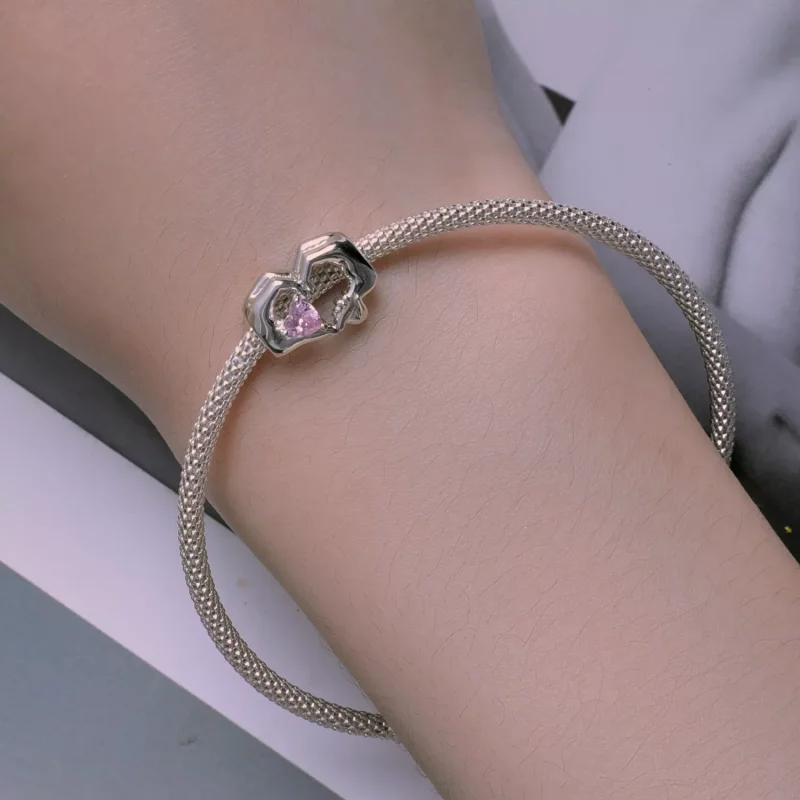 (imagen para) Pulsera estilo Pandora con charm de corazón y gesto - BSC829 - Ver 6
