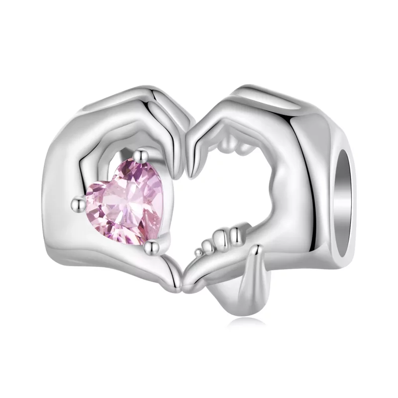 (imagen para) Pulsera estilo Pandora con charm de corazón y gesto - BSC829 - Ver 7