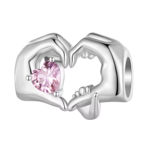 (imagen para) Pulsera estilo Pandora con charm de corazón y gesto - BSC829