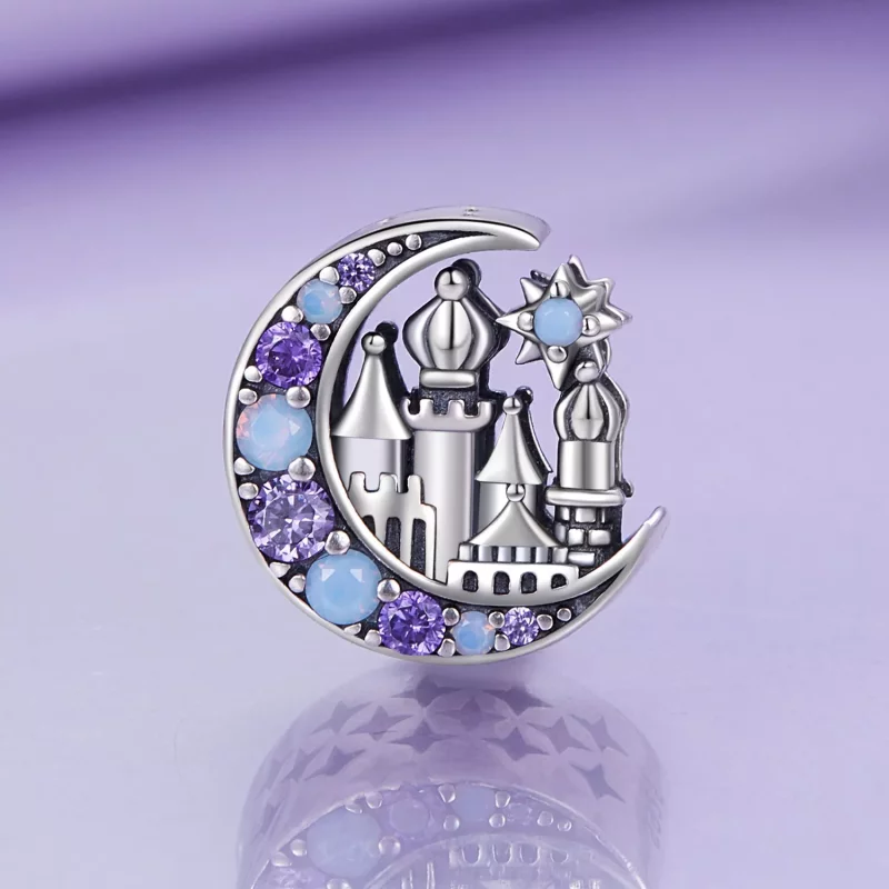 (imagen para) Pulsera estilo Pandora con encanto de Castillo de la Luz de la Luna - BSC892 - Ver 2