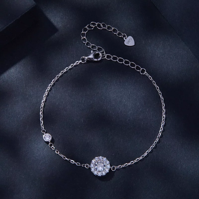 (imagen para) Pulsera Simple de Estilo Pandora con un quilate (Un Certificado) - MSB007 - Ver 3