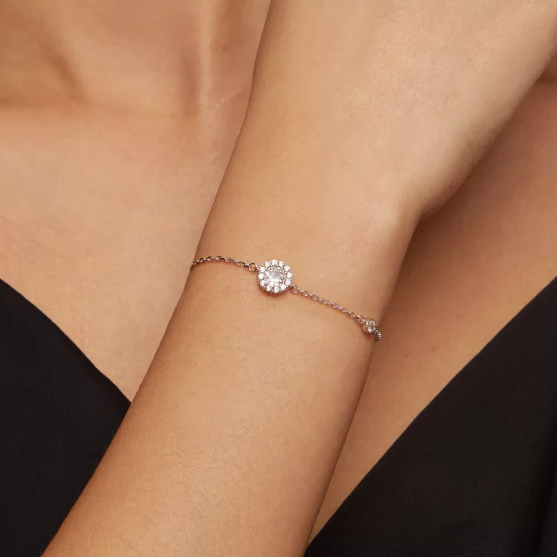 (imagen para) Pulsera Simple de Estilo Pandora con un quilate (Un Certificado) - MSB007 - Ver 4