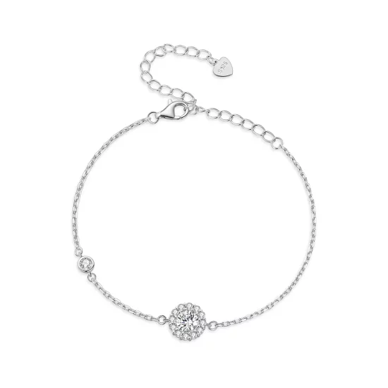 (imagen para) Pulsera Simple de Estilo Pandora con un quilate (Un Certificado) - MSB007