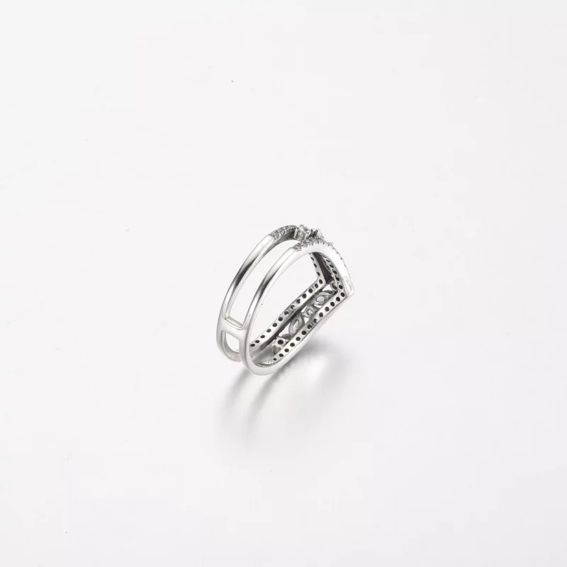 (imagen para) Anillo de doble espoleta con marquesa brillante de Pandora - 199095C01 - Ver 5