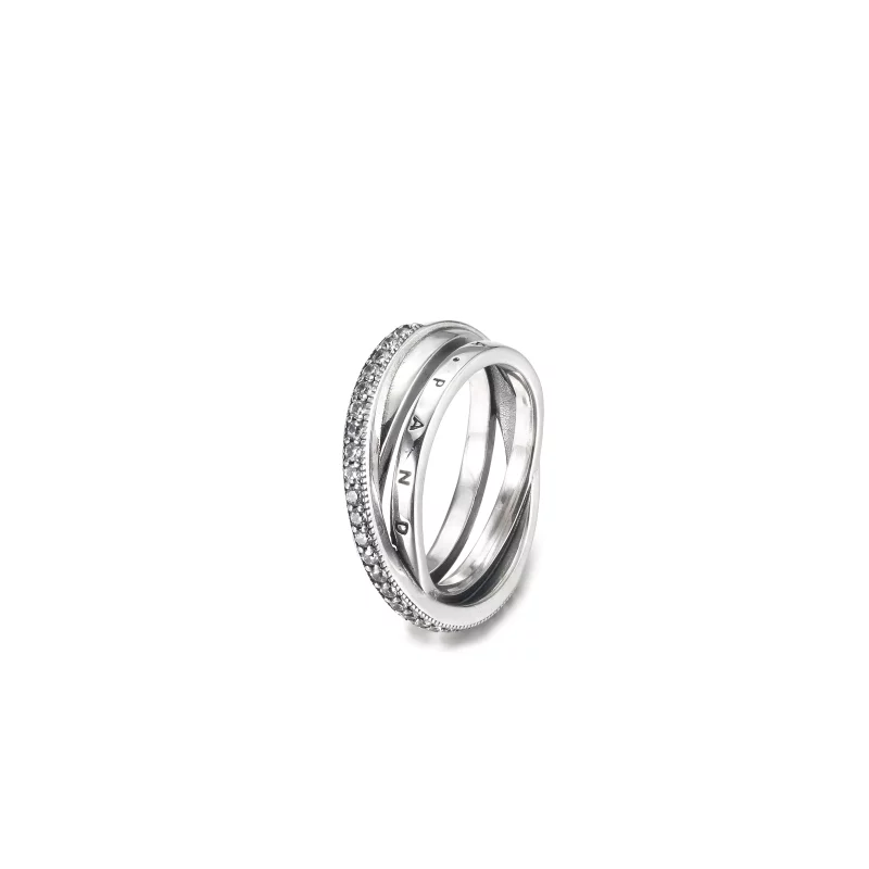 (imagen para) Anillo de triple banda cruzada con pavé de PANDORA - 199057C01 - Ver 2