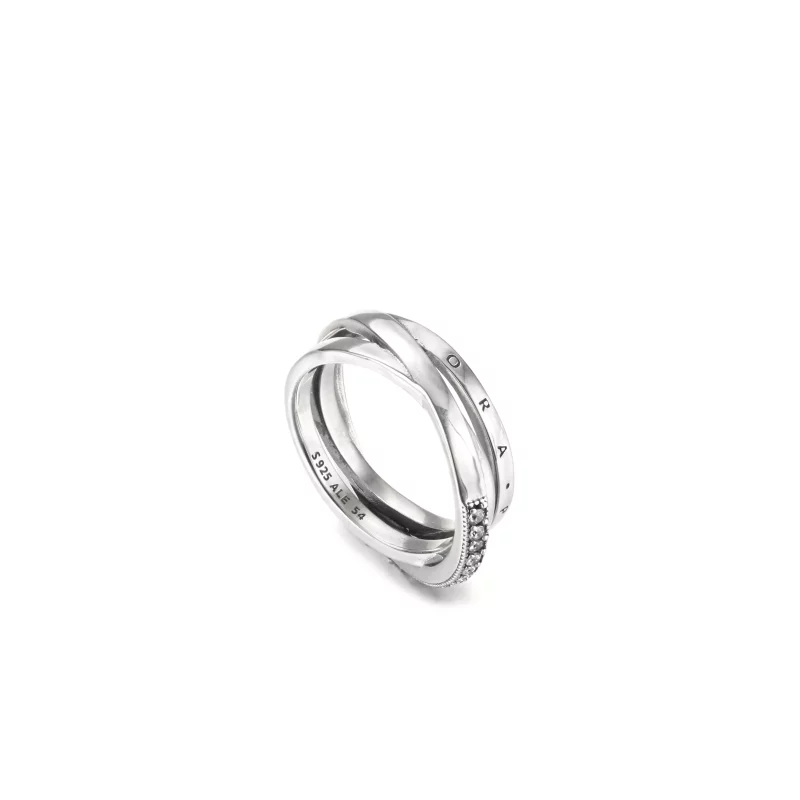 (imagen para) Anillo de triple banda cruzada con pavé de PANDORA - 199057C01 - Ver 3