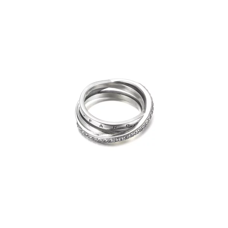 (imagen para) Anillo de triple banda cruzada con pavé de PANDORA - 199057C01 - Ver 4
