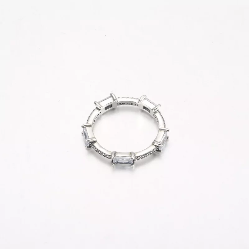 (imagen para) Anillo Pandora con barras rectangulares y pavé brillante - 192397C01 - Ver 3