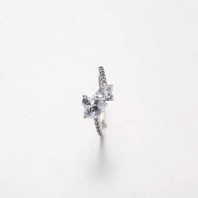 (imagen para) Anillo Pandora con doble corazón brillante - 191198C01 - Ver 4