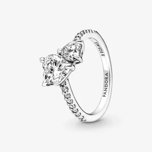 Anillo Pandora con doble corazón brillante - 191198C01 (imagen para) Anillo Pandora con doble corazón brillante - 191198C01