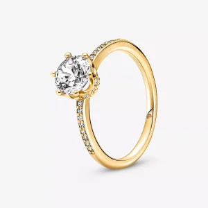 (imagen para) Anillo solitario PANDORA Clear Sparkling Crown - 168289C01