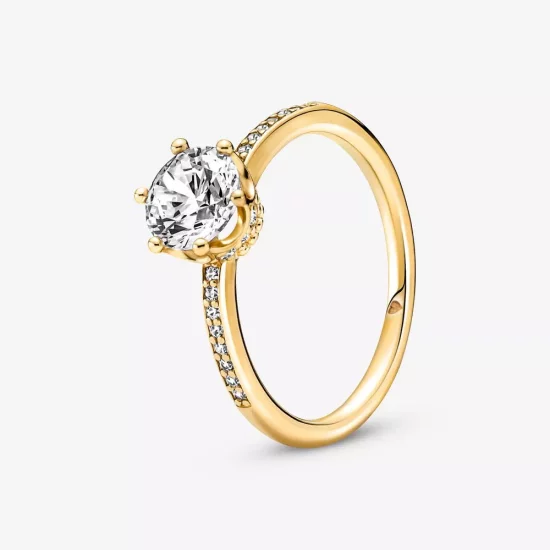 (imagen para) Anillo solitario PANDORA Clear Sparkling Crown - 168289C01