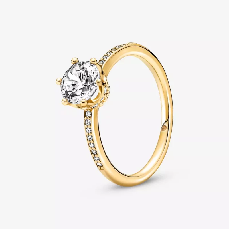 (imagen para) Anillo solitario PANDORA Clear Sparkling Crown - 168289C01