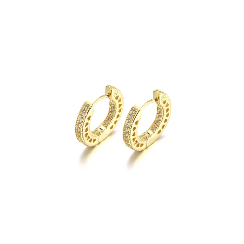 (imagen para) Aretes de argolla PANDORA con corazón de pavé - 266317C01 - Ver 2