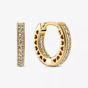(imagen para) Aretes de argolla PANDORA con corazón de pavé - 266317C01