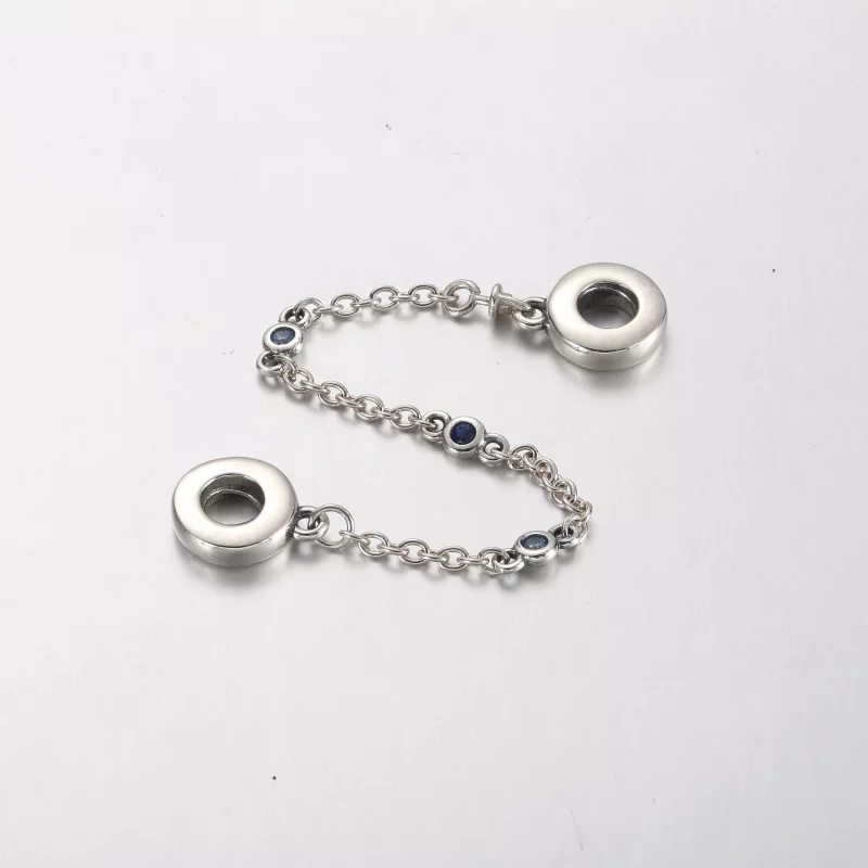 (imagen para) Cadena de seguridad con triple piedra azul de Pandora - 791688C01 - Ver 3