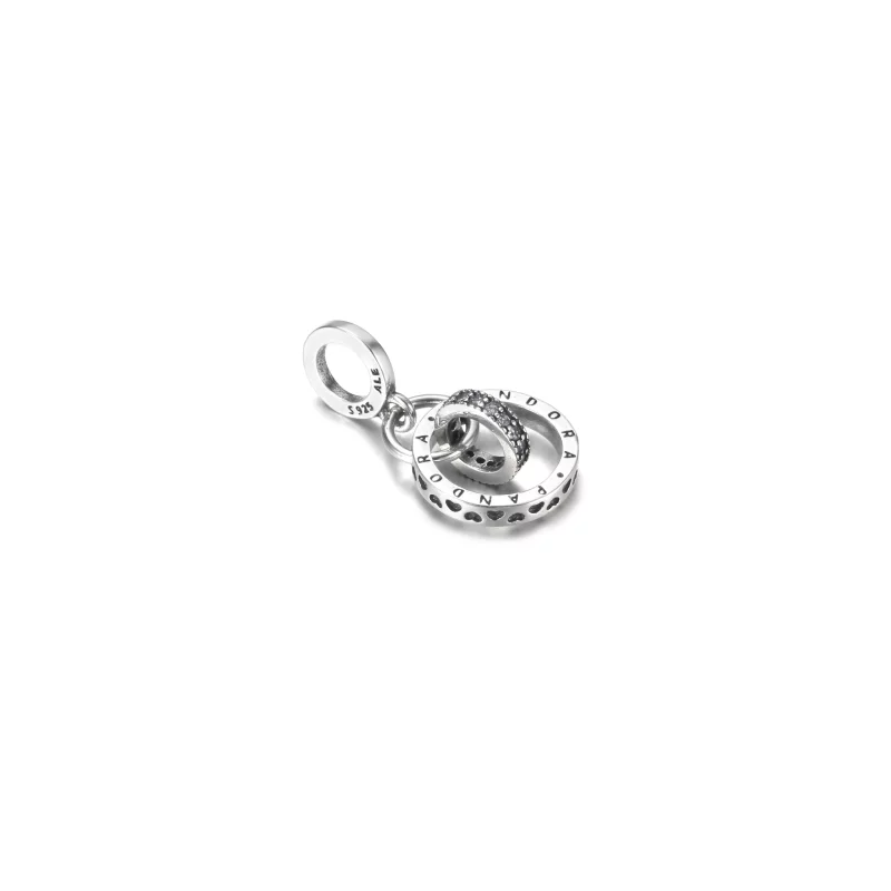 (imagen para) Charm colgante con círculos y logotipo de Pandora - 799490C01 - Ver 3